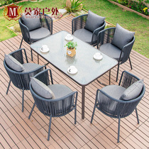 Personality creative outdoor table and chair courtyard outdoor balcony Leisure outdoor table and chair garden simple Nordic rattan chair