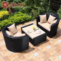 Outdoor rattan sofa Courtyard Garden terrace Lazy leisure rattan outdoor rattan chair Single double sofa recliner Coffee table