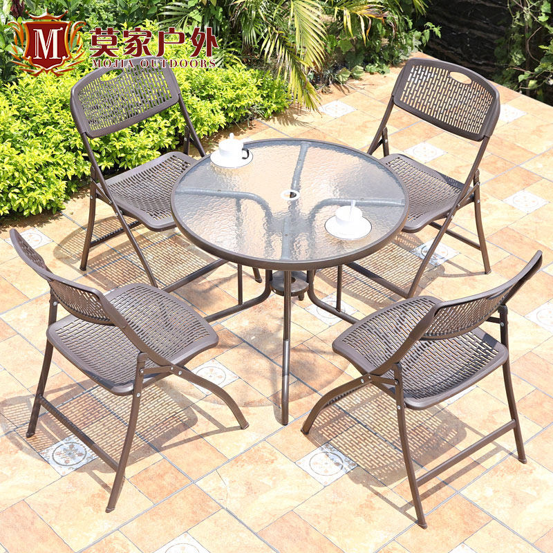 Outdoor Folding Table And Chairs Patio Garden Casual Milk Tea Shop Sweet Shop Outside Swing Commercial Iron Art Outdoor Table And Chairs Combination