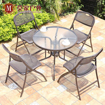  Outdoor folding tables and chairs Courtyard garden leisure milk tea shop dessert shop outside commercial wrought iron outdoor tables and chairs combination