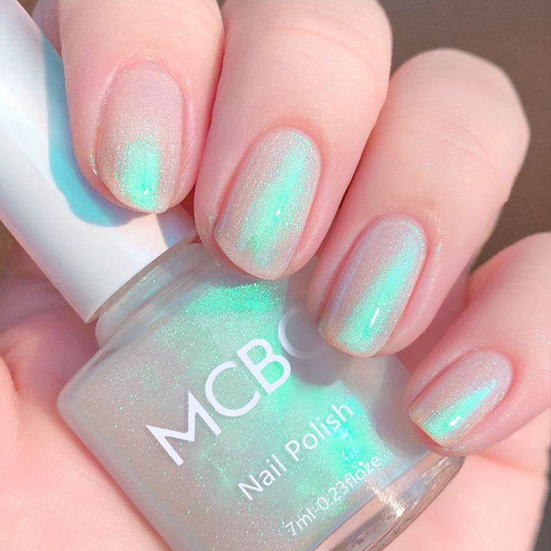 Aurora Green Polarized No-Bake Nail Polish, Sparkling Glitter, Quick-Drying Microgel, Odorless, Peelable, Flash Nail Polish