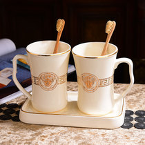 Ceramic mouthwatering cup lovers suit creative toothbrush cup pair of washing cup Eurostyle toothbrushing cup Home tooth cylinder cup