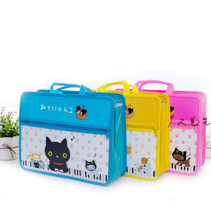 Primary school students use cute organ bag textbook bag tote bag zipper bag multi-layer hand bag tutorial bag