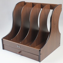 Wooden multi-layer file rack data rack creative desktop storage rack File column book stand Office file frame file holder