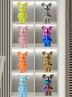 轻奢暴力熊陶瓷摆件现代客厅电机柜酒柜玻璃柜玄关家居装饰品摆件