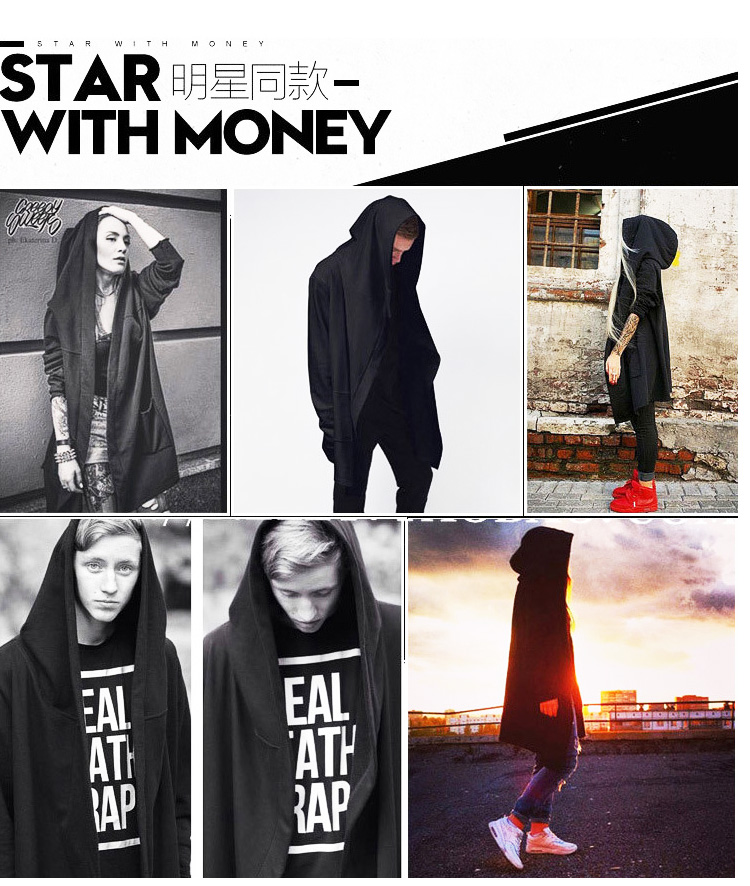 2018 mùa xuân và mùa hè mới dark nam áo gió nam dài trùm đầu wizard cloak cloak coat thin áo khoác nam