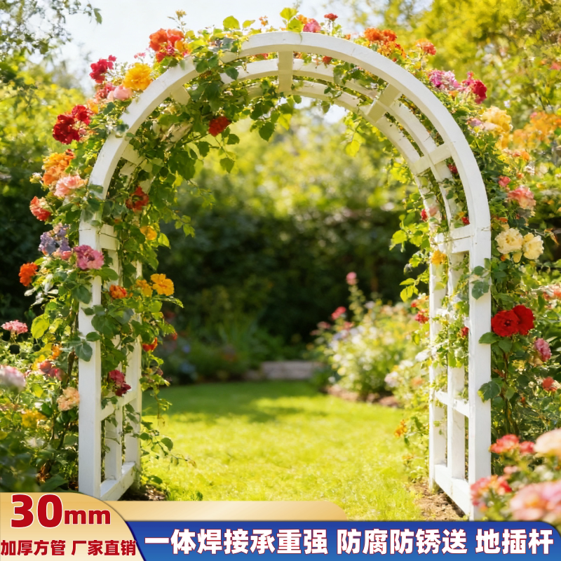 Wrought Iron Square Tube 30mm Arch Trellis for Climbing Plants, Outdoor Grape Trellis, Garden Climbing Rose Fruit Support Wrought Iron Square Tube 30mm Arch Trellis for Climbing Plants, Outdoor Grape Trellis, Garden Climbing Rose Fruit Support