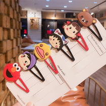 Japanese cute soft girl ins Wind cartoon hairclip color oil drop bbclip children bangs hairclip girl side clip