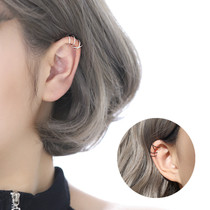 925 pure silver double wire cross ear clip personality without earhole ear bone clip earring ear hook male and female boomer simple ear button