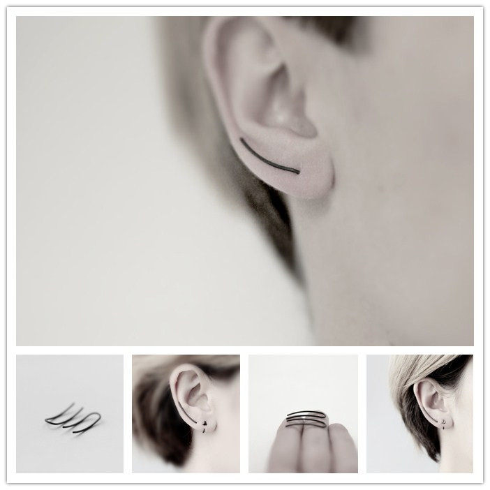 925 sterling silver new creative earrings Japanese and Korean personality trendy European and American ear bone ring ear clip ring hypoallergenic men and women