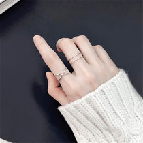 925 minimalist geometric opening pure silver ring female Japan-ROK student personality index finger creative atmospheric ring adjustable