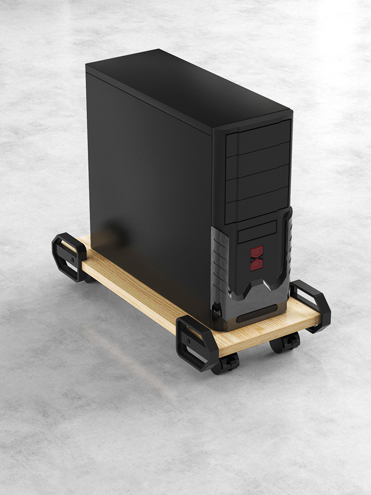 Computer desktop mainframe box bracket mobile home office mainframe tray pad base heightened pulley with brake