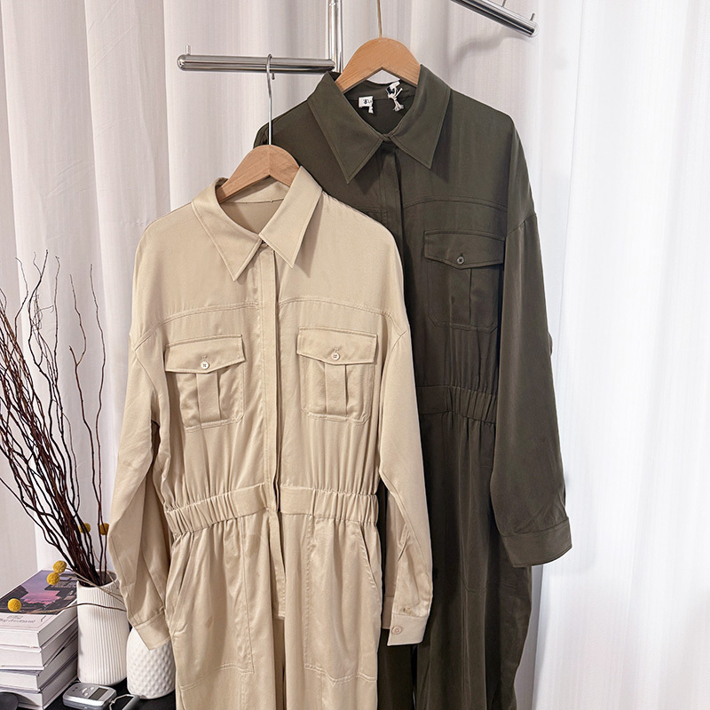 Li~Lijia Workwear Style High-Waisted Silk Jumpsuit