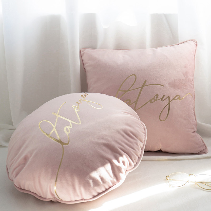 ins Nordic light luxury velvet pillow velvet bronzing pillow with core lover gift chair bed sofa cushion