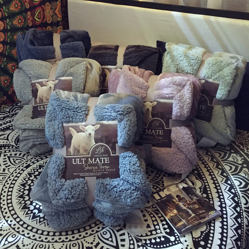 Export to American Double Lamb Fluff Blanket Thickness Single Double Carpet Nap Carpet Winter Warm Coral Valley Blank