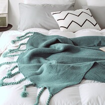 Nordic ins knitted fringe blanket net red photo wool blanket shawl sofa blanket nap air conditioning blanket bed tail blanket