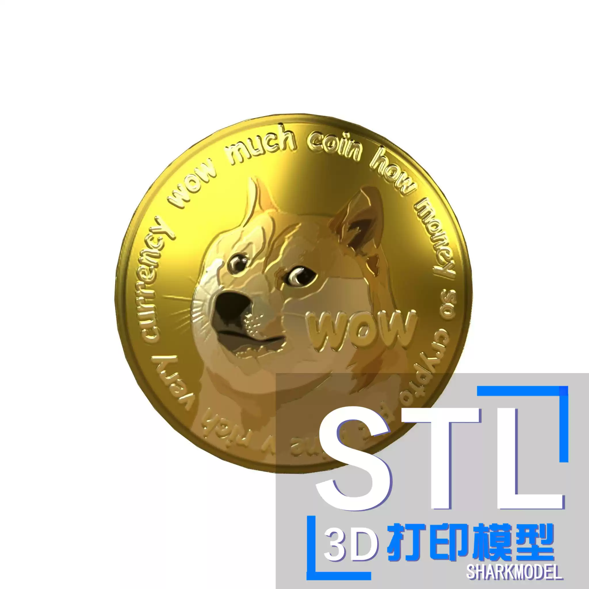 doge币狗狗币金币3d打印模型图纸stl文件素材比特纪念币