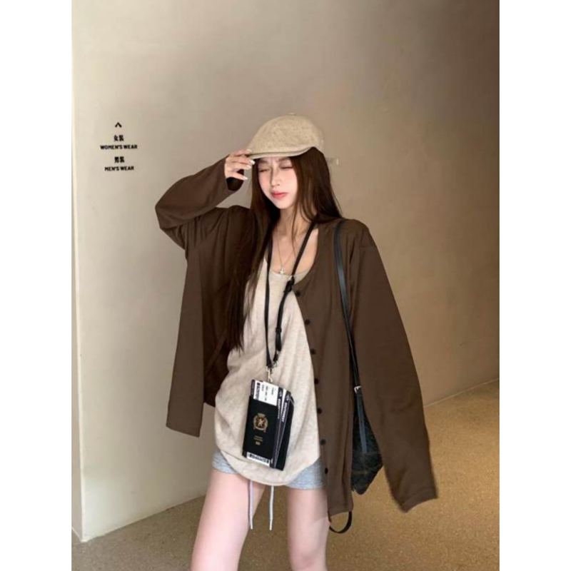 【Lin Bu Rou】Lightweight, Casual Sun-Protective Cardigan Jacket, Oversized Base Layer, Inner Wear Tank Top and Camisole Set
