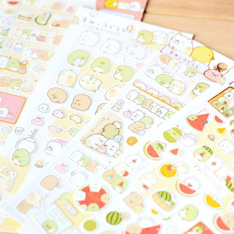 A66 Japanese corner biological handbook diary decoration bronzing cartoon animal watermelon paper stickers