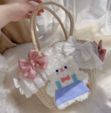 Плюшевый кролик с бантиком, корзина, набор материалов для выхода на улицу, сумка, домашний питомец, «сделай сам», стиль Лолита