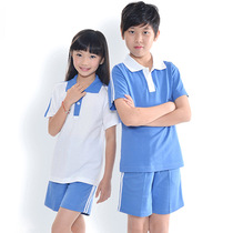 Shenzhen unified school uniform summer clothes for primary school students Short-sleeved shorts Sportswear mens and womens suits cotton tops long and short pants