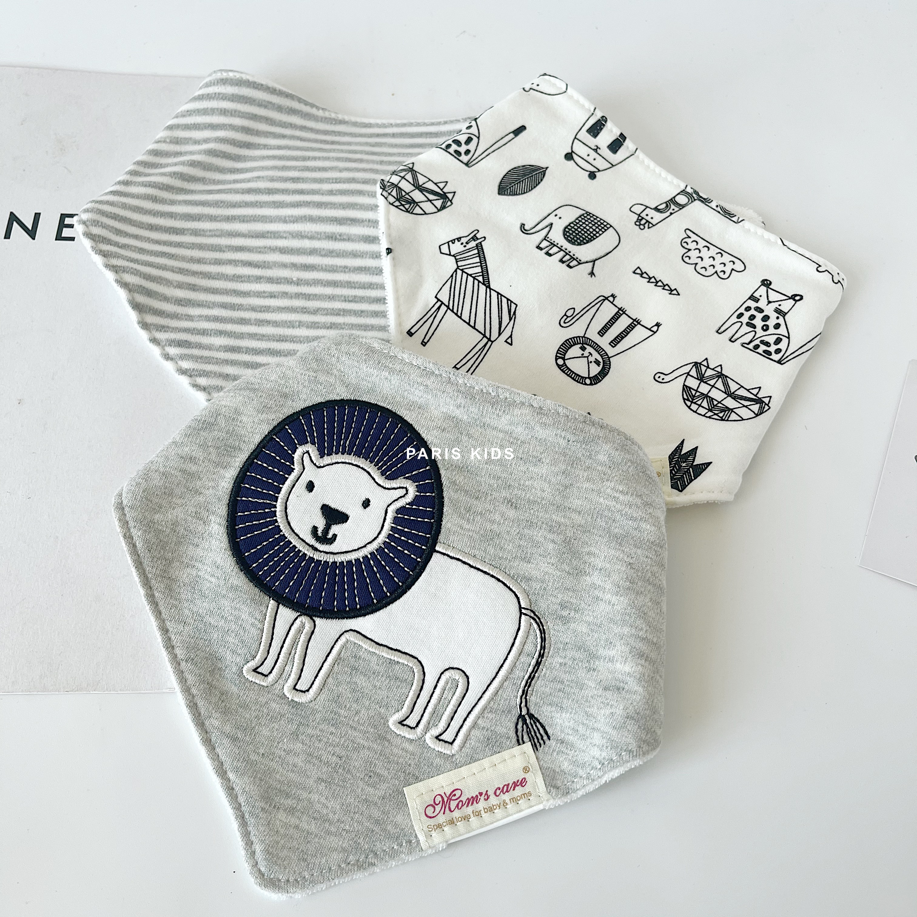 Class A newborn baby saliva towel male baby pure cotton towel material triangular towel cartoon 0-6-12-month round mouth scarf-Taobao