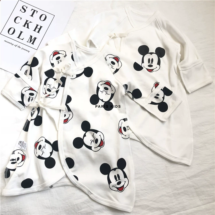Quần áo sơ sinh bướm mùa xuân và mùa thu 0-3 tháng Bé Cáp Nhĩ Tân Monk Dress One Piece Summer Thin Partial Shirt - Áo liền quần jumpsuit bé gái đáng yêu