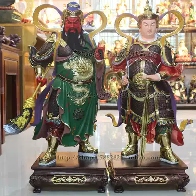 36-inch Guan Gong Wei Tuo statue left and right hair protection, Wei Tuo Bodhisattva God Guan Di Shengjun Taoist statue ornaments