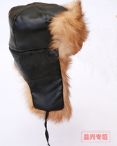 Leather grass hat mens autumn and winter outdoor leather hat fur one leisure ear protection Lei Feng hat