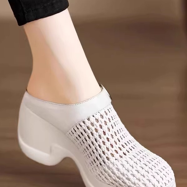 Waterproof Platform High-Heeled Roman Sandals for Women, Summer Outdoor Wear, Women's Woven Thick-Soled Chunky Heel Mules That Are Comfortable and Don'T Tire Your Feet