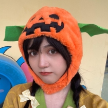 Cute and funny creative pumpkin hat plush ghost dressed up horror demon head set Halloween photo props