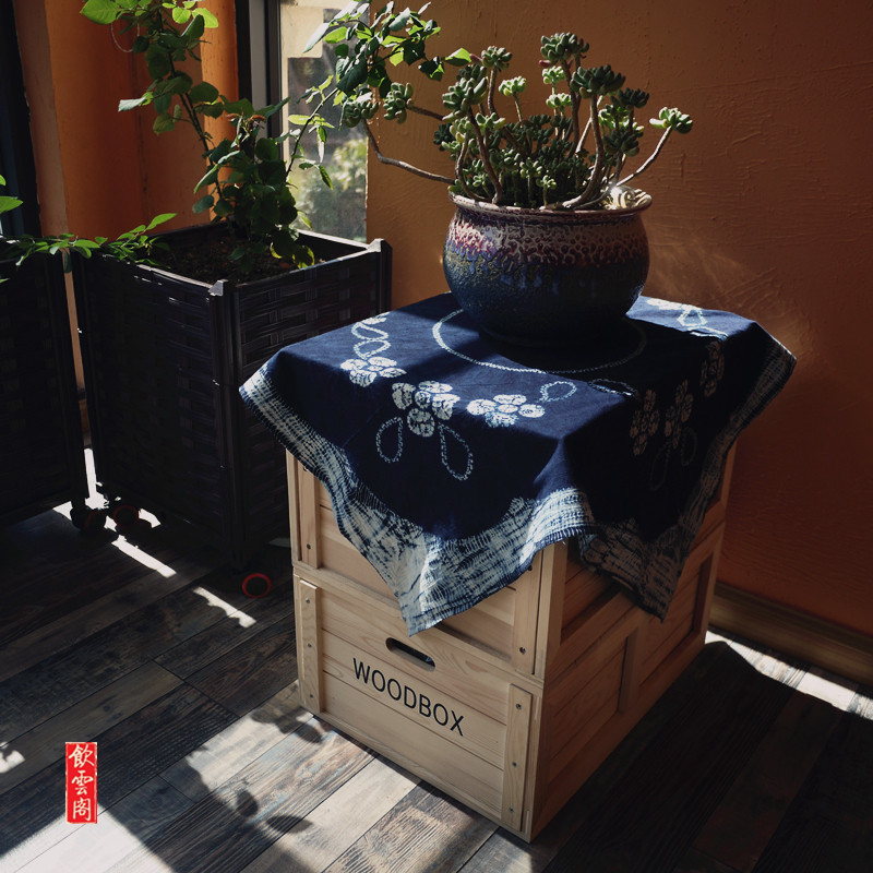 Yunnan Dali Dyeing Cloth Plant Blue Dye Pure Cotton Cloth Positive Square Table Cloth Sofa Towels Screen to decorate wall hanging cloth