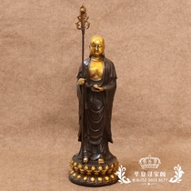 New antique bronze pure copper Ksitigarbha Bodhisattva antique collection brass gilt Ksitigarbha bronze statue ornaments