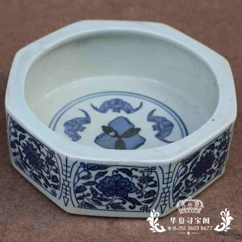 New products Jingdezhen Ceramics Smoking Ash Tray Imitation Ancient Porcelain Ming Qingqing Green Flowers Eight Sides Five bats Liner Pink Wash Large Number Pendulum