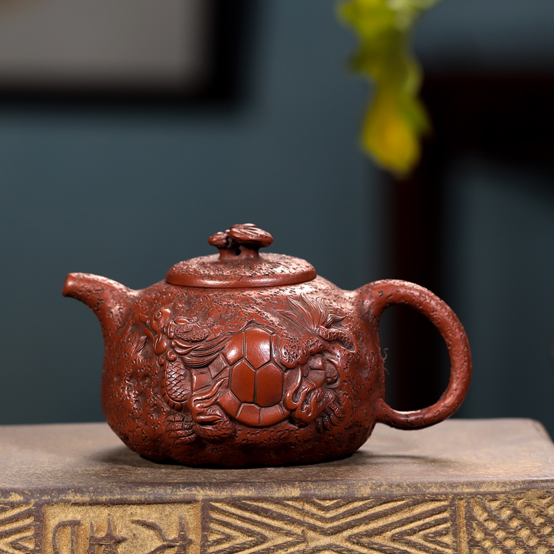 Taiwan Looping old purple sand old pot handmade Republic of China famous Zhu Kexin Zhu Mud Dragon Turtle for spring pot tea set