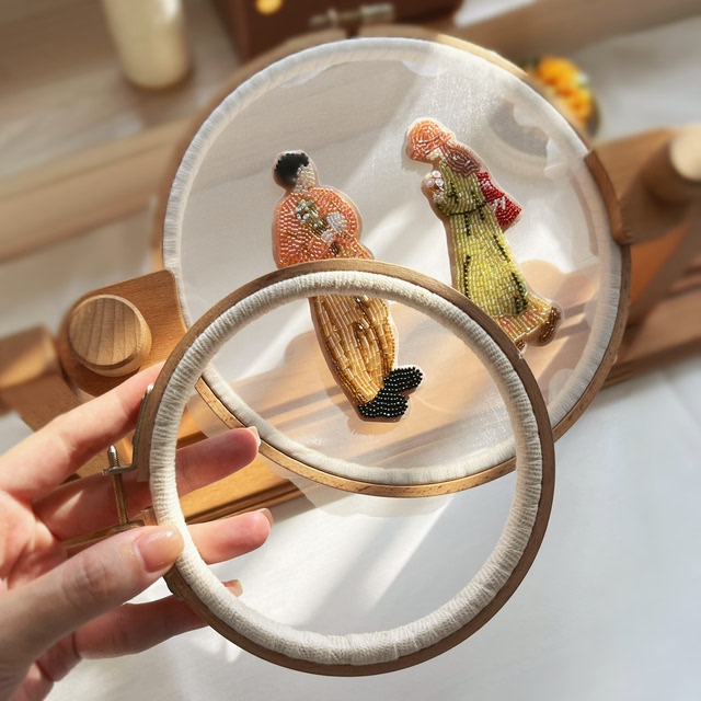 MuAn Atelier beech wood wrap round embroidery stretch embroidery ການຖັກແສ່ວຝຣັ່ງ diy embroidery ເຄື່ອງມື