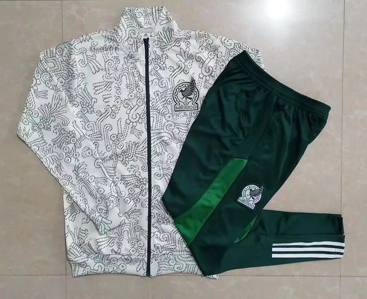 Mexican White and Green Long-Sleeved Football Training Jacket 2223 Jersey Appearance Uniform Running Fitness Sports Team Uniform Mexican White and Green Long-Sleeved Football Training Jacket 2223 Jersey Appearance Uniform Running Fitness Sports Team Uniform