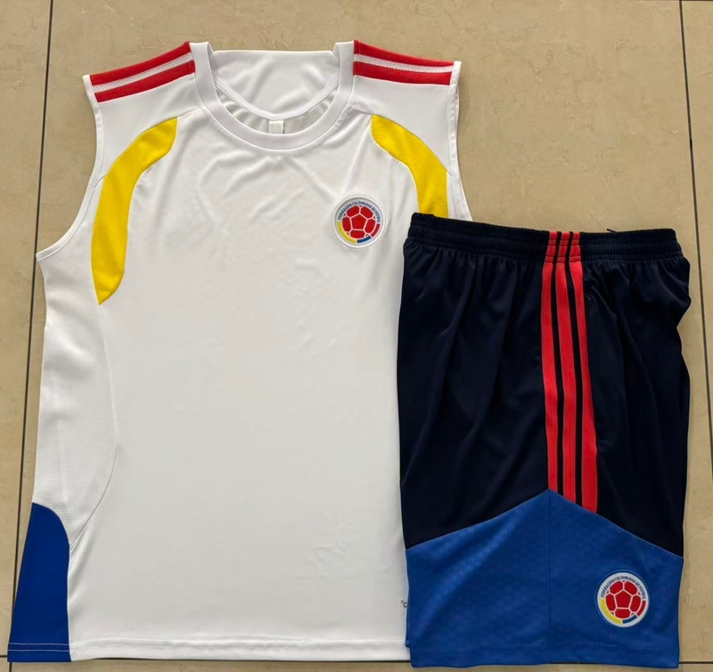 Colombia Retro White Football Training Vest Jersey Men's 2627 Unpopular Sleeveless Quick-Drying Sports Team Uniform