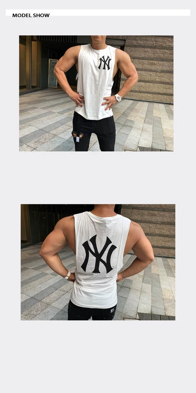Áo vest thể thao nam rộng rãi cotton đào tạo vai thoáng khí kích thước lớn mùa hè cá tính xu hướng 19 tập thể dục đường phố không tay - Áo vest cotton áo khoác đông nam