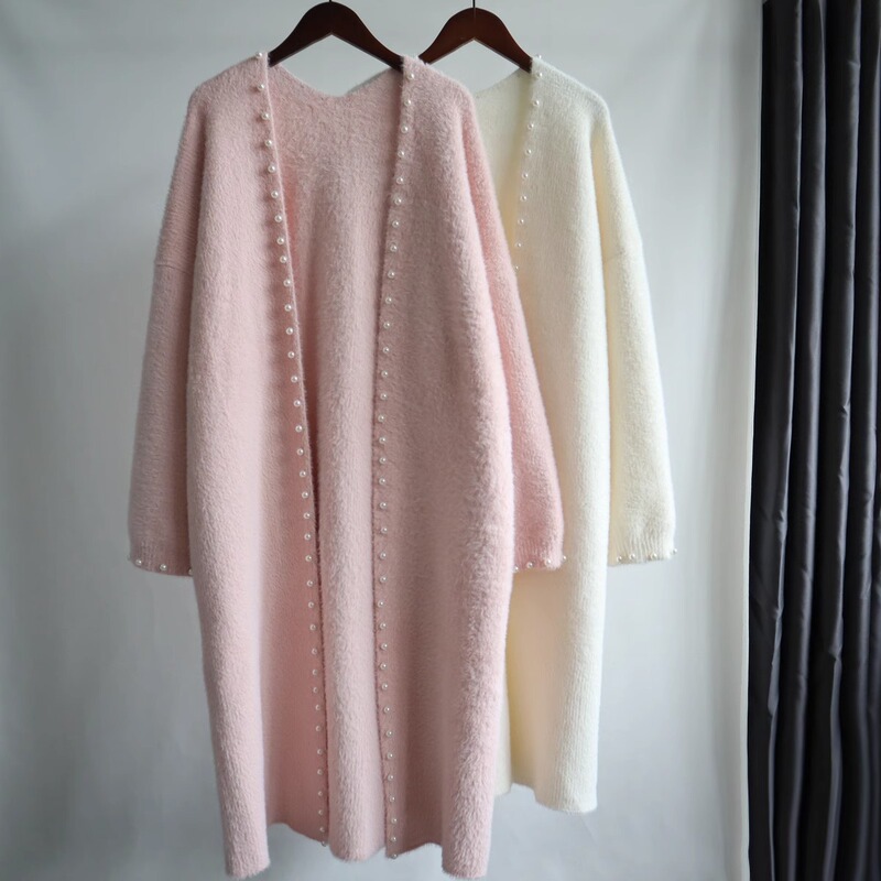 Mid-Length Loose Casual Style Coat for Women, Autumn Knitwear, Korean Style, High-End Chic Sweater, Trench Coat, Cardigan, Thick
