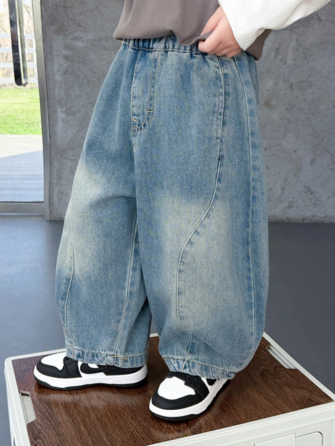 Boys' Jeans Spring and Autumn Children's Fashionable Straight Pants 2026 New Style Little Boys' Spring Casual Curved Long Pants