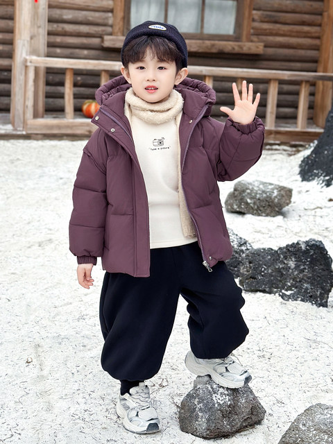 Boys' down Jacket Winter Children's Thickened Cotton Coat 2026 New Winter Hooded Stylish Cotton Clothing for Babies
