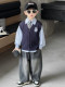 Boys' Suits, Spring and Autum Clothing, 2025 New Kidsren's Autum Sweater, Vest, Three-Piece Set, Baby's Handsome and Fashionable Kidsren's Clothing