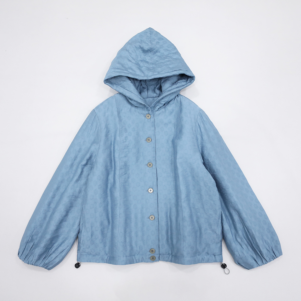 Sky Blue Clothing Embroidered Flowers Texture Downswing Draw Rope Two Sides Double Pocket Autumn Winter Thick Real Pinch Cotton Tandem Hat Jacket-Taobao