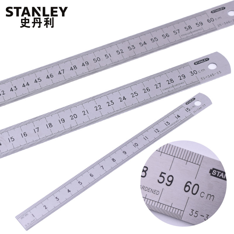 Stanley stainless steel ruler 15 30 60cm metric inch steel ruler double-sided ruler metal steel plate ruler