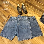 Bản gốc chất lượng túi vá cao bồi retro quần short retro thanh niên Mỹ thường năm điểm quần thường quần nam - Quần jean