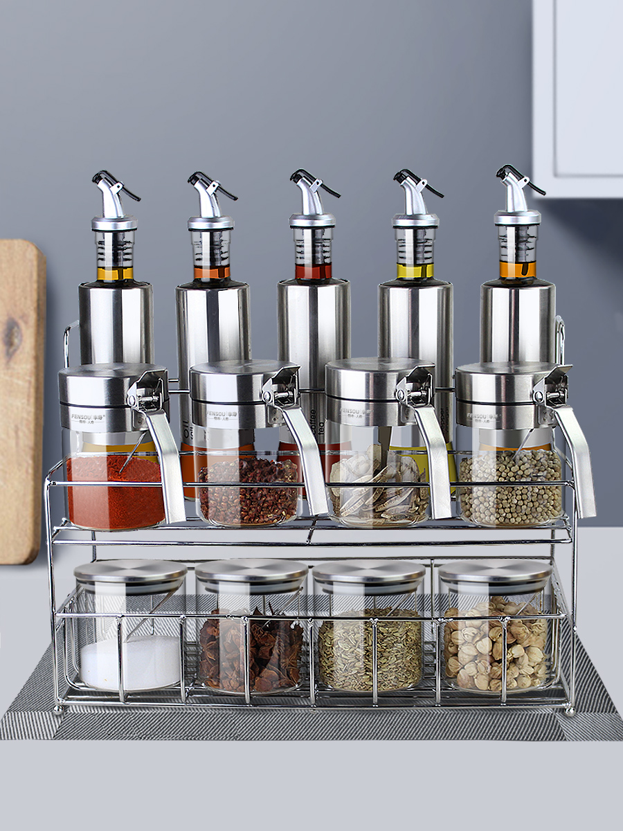 Concort canned box suitcase for housesoy sauce vinegar bottle chicken salt pepper powder canned kitchen supplies
