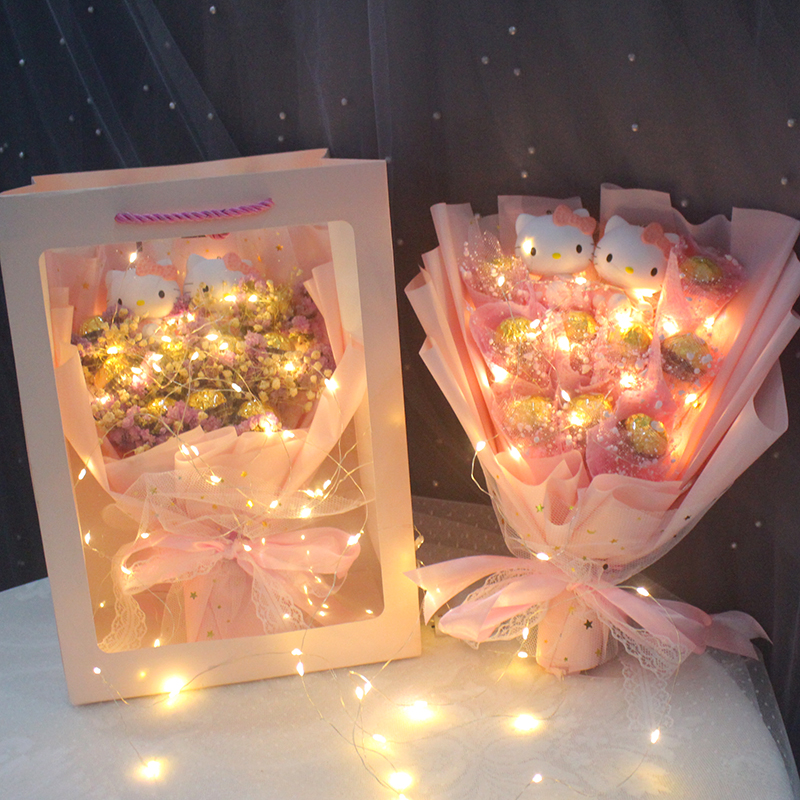 Ferrero chocolate bouquet creative candy rose flower luminous confession birthday gift Valentine's Day gift for men and women
