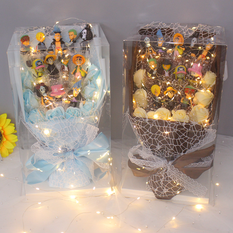 Wang Pirates cartoon hand office jeans bouquet road flying boyfriend's birthday present boy double doll