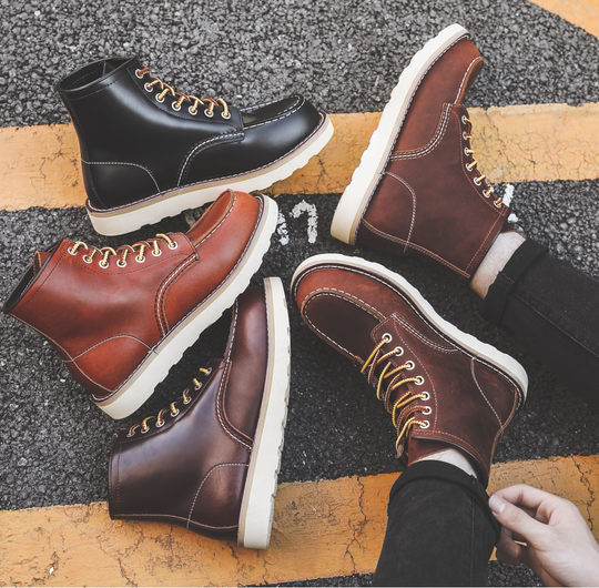 Ami khaki Martin boots men's 875 work boots toe-layer cowhide high-top handmade retro men's shoes motorcycle boots men's fashion